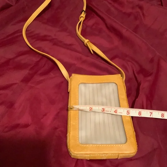 Fry Leather Crossbody phone purse.. color is mustard - Picture 5 of 12